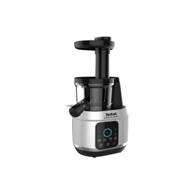 Соковитискач Tefal Juice&Clean шнековий 150Вт, чаша-0.8л, жмих-0.8л, пластик, сріблясто-чорний (ZC420E38)