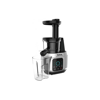 Соковитискач Tefal Juice&Clean шнековий 150Вт, чаша-0.8л, жмих-0.8л, пластик, сріблясто-чорний (ZC420E38)
