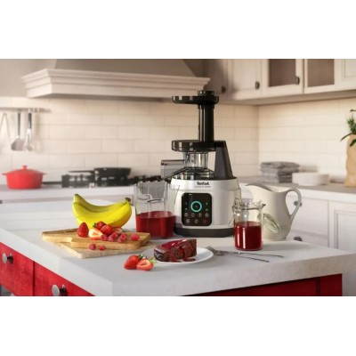Соковитискач Tefal Juice&Clean шнековий 150Вт, чаша-0.8л, жмих-0.8л, пластик, сріблясто-чорний (ZC420E38)