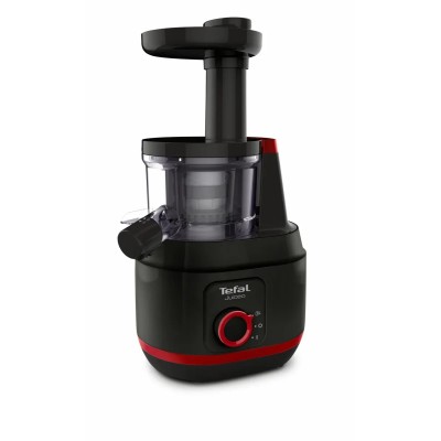 Соковитискач Tefal Juiceo шнековий 150Вт, чаша-0.8л, жмих-0.8л, насадка для цитрусових, пластик, червоно-чорний (ZC150838)