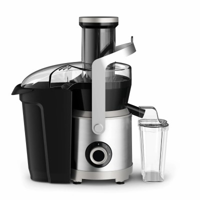 Соковитискач Tefal Nutri XXL відцентрований 1000Вт, чаша-0.8л, жмих-2.2л, жолоб на ціле яблуко, пластик/метал, чорний-нержавіюча