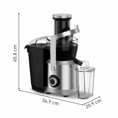 Соковитискач Tefal Nutri XXL відцентрований 1000Вт, чаша-0.8л, жмих-2.2л, жолоб на ціле яблуко, пластик/метал, чорний-нержавіюча
