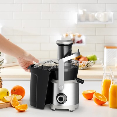 Соковитискач Tefal Nutri XXL відцентрований 1000Вт, чаша-0.8л, жмих-2.2л, жолоб на ціле яблуко, пластик/метал, чорний-нержавіюча