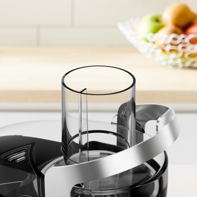 Соковитискач Tefal Nutri XXL відцентрований 1000Вт, чаша-0.8л, жмих-2.2л, жолоб на ціле яблуко, пластик/метал, чорний-нержавіюча