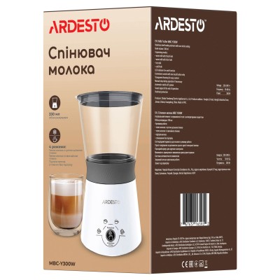 Спінювач-підігрівач Ardesto 300Вт, ємність резервуару-330мл, білий (MBC-Y300W)