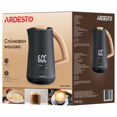 Спінювач-підігрівач Ardesto 500Вт, ємність резервуару-500мл, LED-дисплей, чорний (MBC-Y500B)