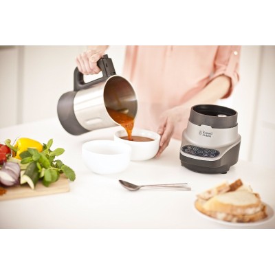 Суповарка-блендер Russell Hobbs 1200Вт, чаша-1,75л, механічне керування, 8 авто. програм, нержав.сталь, платик, сіро-чорний (214