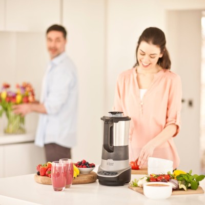Суповарка-блендер Russell Hobbs 1200Вт, чаша-1,75л, механічне керування, 8 авто. програм, нержав.сталь, платик, сіро-чорний (214