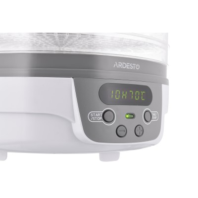 Сушарка для продуктів Ardesto FDB-5321T, 250Вт, піддонів -5x3см, діаметр-32см, макс-70°С, таймер, електр. управління, пластик , 