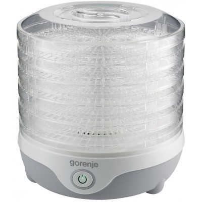 Сушарка для продуктів Gorenje 240Вт, піддонів - 5x1.5см, діаметр - 28см, макс - 70°С, сітка для ягід, пластик, білий (FDK20MG)