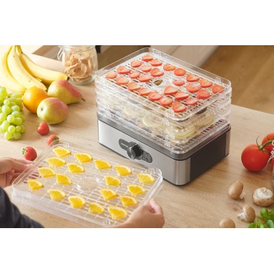 Сушарка для продуктів Sencor 240Вт, піддонів - 5x2.9см, діаметр - 29см, макс - 70°С, пластик, сірий (SFD950SS)