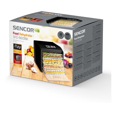 Сушарка для продуктів Sencor 500Вт, піддонів -2x33см, діаметр-33см, макс-70°С, сітка для ягід в компл., алюміній, пластик , чорн