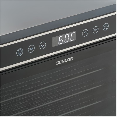 Сушарка для продуктів Sencor 600Вт, піддонів - 7x2.8см, діаметр - 30см, електронне керув., чорний (SFD7750SS)