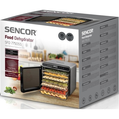 Сушарка для продуктів Sencor 600Вт, піддонів - 7x2.8см, діаметр - 30см, електронне керув., чорний (SFD7750SS)