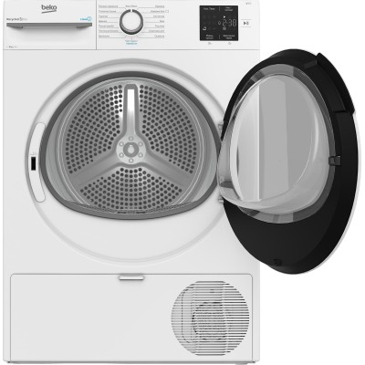 Сушильна машина Beko тепловий насос, 8кг, A++, 55см, дисплей, підсвітка барабану, пар, білий (BM3T38239WW)