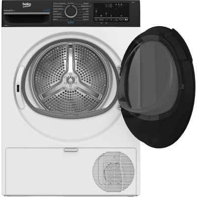 Сушильна машина Beko тепловий насос, 8кг, A++, 60см, дисплей, підсвітка барабану, пар, білий (BM3T48239WPBB2)