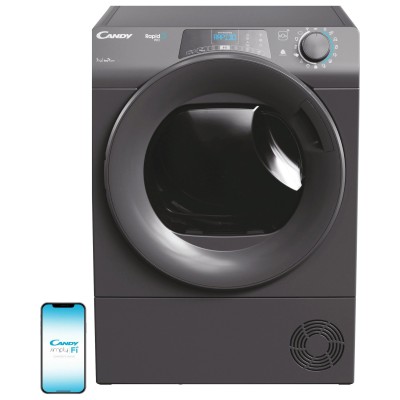 Сушильна машина Candy тепловий насос, 7кг, A++, 48,6см, дисплей, Wi-Fi, cріблястий (RP4H7A2TRER-S)