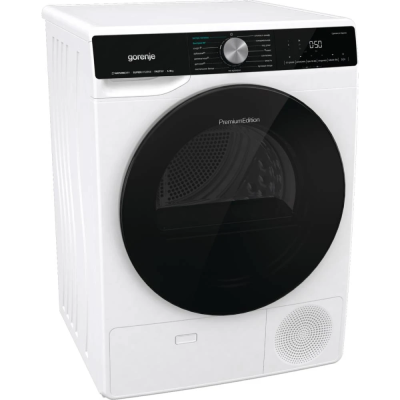 Сушильна машина Gorenje тепловий насос, 9кг, A++, 60см, дисплей, 15 програм, підсвітка барабану, білий (DNS92)