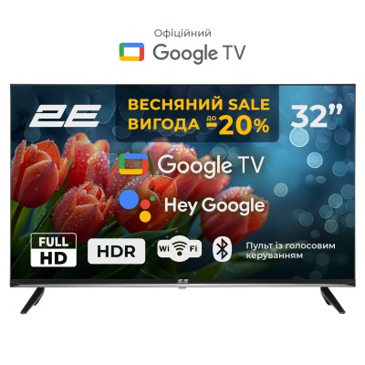 Телевізор 32" 2E LED FHD 60Hz Smart Google TV Black (2E-32A07KF)