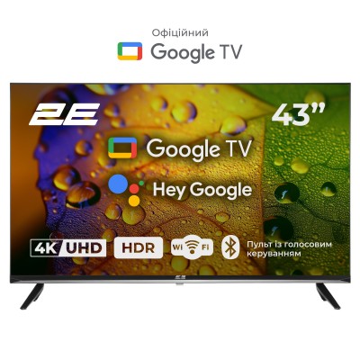Телевізор 43" 2E LED 4K 60Hz Smart Google TV Black (2E-43A07KU)