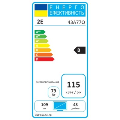 Телевізор 43" 2E QLED 4K 60Hz Smart Google TV Black (2E-43A77Q)