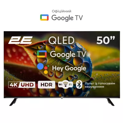 Телевізор 50" 2E QLED 4K 60Hz Smart Google TV Black (2E-50A77Q)
