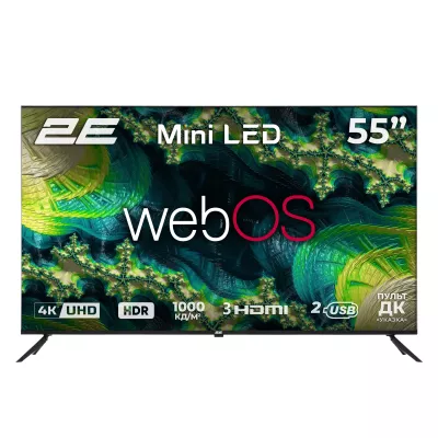 Телевізор 55" 2E MiniLED 4K 60Hz Smart WebOS Black (2E-55A88H)
