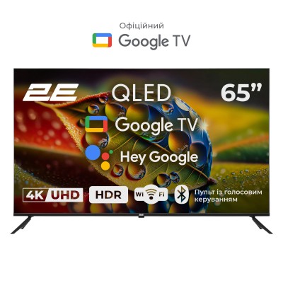 Телевізор 65" 2E QLED 4K 60Hz Smart Google TV Black (2E-65A77Q)