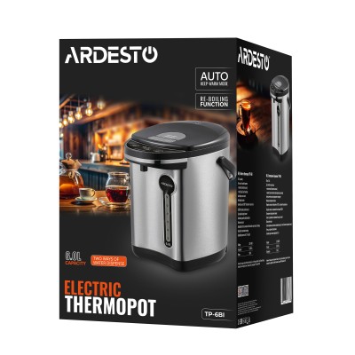 Термопот Ardesto 6л, нержавіюча сталь+пластик, сіро-чорний (TP-6BI)