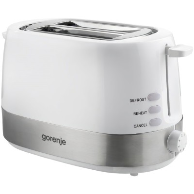 Тостер Gorenje, 850Вт, функц. розморожування, автовідключення, пластик/метал, білий (T850WE)