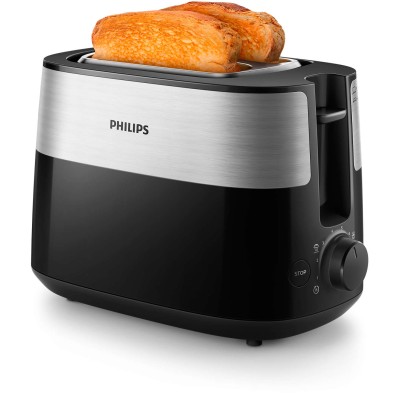 Тостер Philips Daily Collection 830Вт, метал/пластик, чорний (HD2516/90)