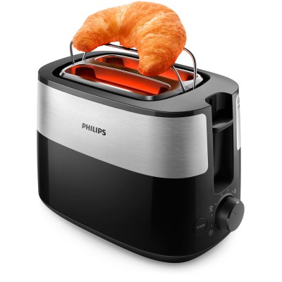 Тостер Philips Daily Collection 830Вт, метал/пластик, чорний (HD2516/90)