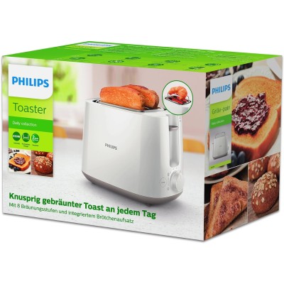 Тостер Philips Daily Collection 830Вт, пластик, білий (HD2581/00)
