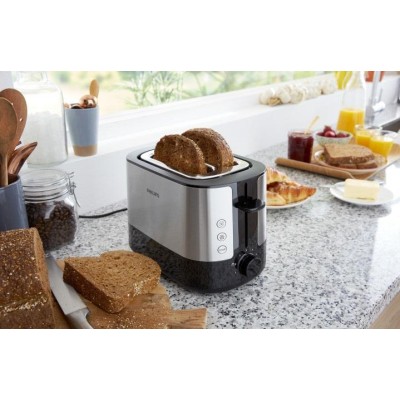 Тостер Philips WiWa Collection 1050Вт, метал/пластик, чорний (HD2637/90)