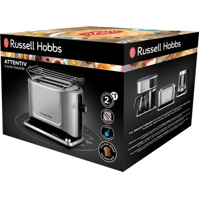 Тостер Russell Hobbs Attentiv 2 Slice 1500Вт, підігрів, розморожування, метал (26210-56)