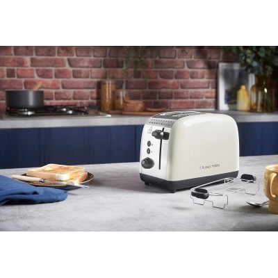 Тостер Russell Hobbs Colours Plus 1600Вт, підігрів, розморожування, метал., бежевий (26551-56)