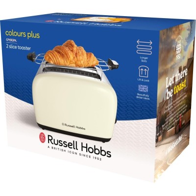 Тостер Russell Hobbs Colours Plus 1600Вт, підігрів, розморожування, метал., бежевий (26551-56)
