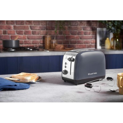 Тостер Russell Hobbs Colours Plus 1600Вт, підігрів, розморожування, метал., сірий (26552-56)