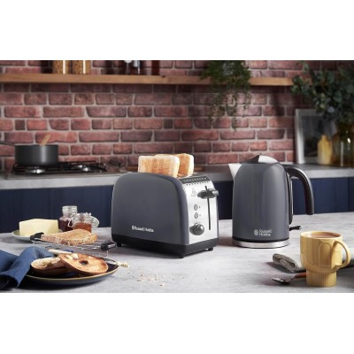 Тостер Russell Hobbs Colours Plus 1600Вт, підігрів, розморожування, метал., сірий (26552-56)