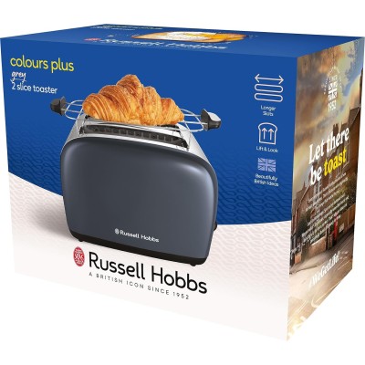 Тостер Russell Hobbs Colours Plus 1600Вт, підігрів, розморожування, метал., сірий (26552-56)