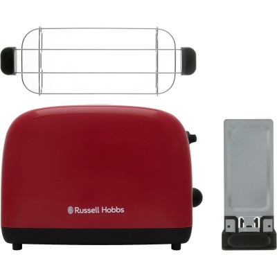 Тостер Russell Hobbs Colours Plus 1600Вт, підігрів, розморожування, метал., червоний (26554-56)