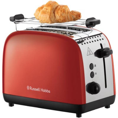 Тостер Russell Hobbs Colours Plus 1600Вт, підігрів, розморожування, метал., червоний (26554-56)
