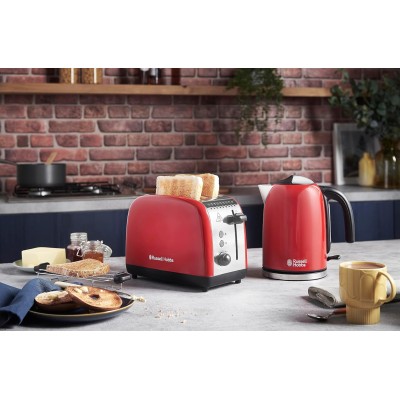 Тостер Russell Hobbs Colours Plus 1600Вт, підігрів, розморожування, метал., червоний (26554-56)