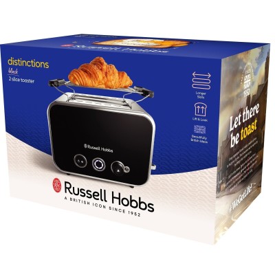Тостер Russell Hobbs Distinctions 2-Slice 1670Вт, підігрів, розморожування, пластик, чорний (26430-56)