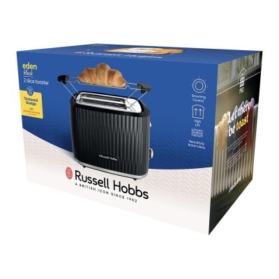 Тостер Russell Hobbs Eden 800Вт, пластик, підігрів,разморозка, чорний (27371-56)