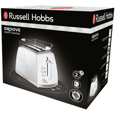 Тостер Russell Hobbs GrooWe 2 Slice 850Вт, підігрів, розморож., пластик, білий (26391-56)