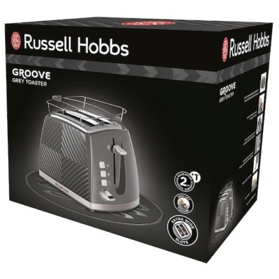 Тостер Russell Hobbs GrooWe 2 Slice 850Вт, підігрів, розморожування, пластик, сірий (26392-56)