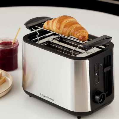 Тостер Russell Hobbs Heaton, нержав., підігрів,разморозка, чорний+нерж (27390-56)