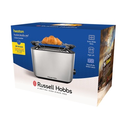 Тостер Russell Hobbs Heaton, нержав., підігрів,разморозка, чорний+нерж (27390-56)