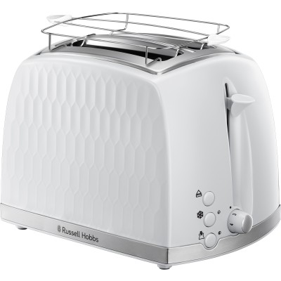 Тостер Russell Hobbs Honeycomb 850Вт, широкі слоти, пластик, білий (26060-56)